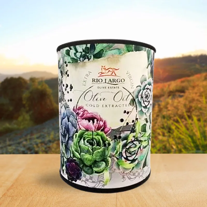 Rio Largo Karoo Splendor decanter, printed with succulents, in front of Karoo hills